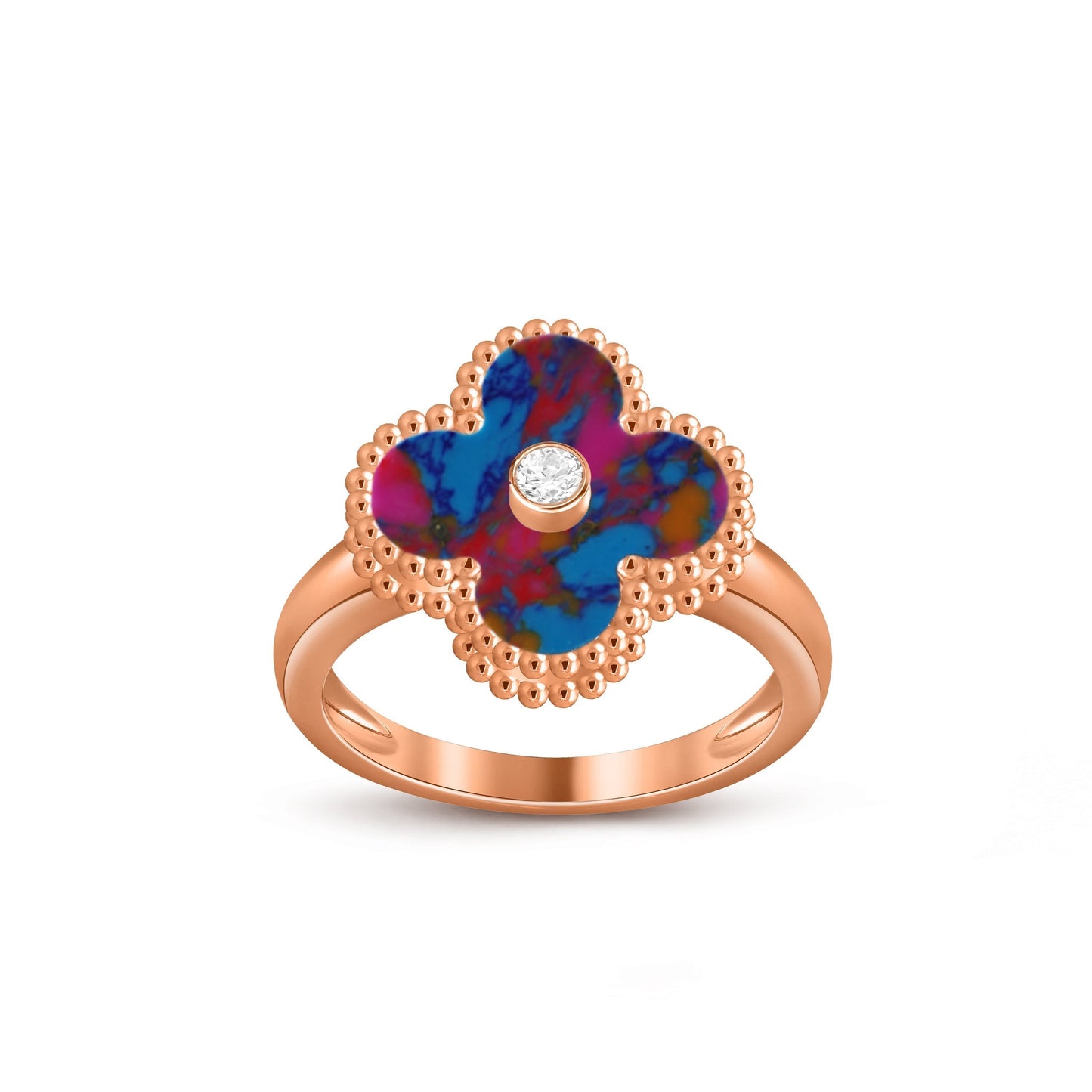 [AM]LUCKY CLOVER DIAMOND-ACCENT ROSE GOLD RING COLLECTION