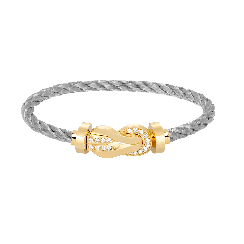 [AM]LARGE 8-FIGURE BUCKLE HALF DIAMOND BRACELET - GOLD