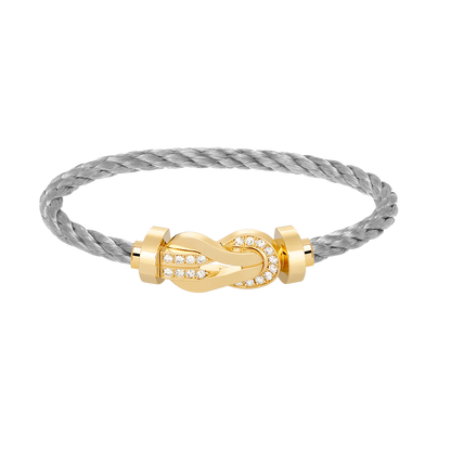 [AM]LARGE 8-FIGURE BUCKLE HALF DIAMOND BRACELET - GOLD