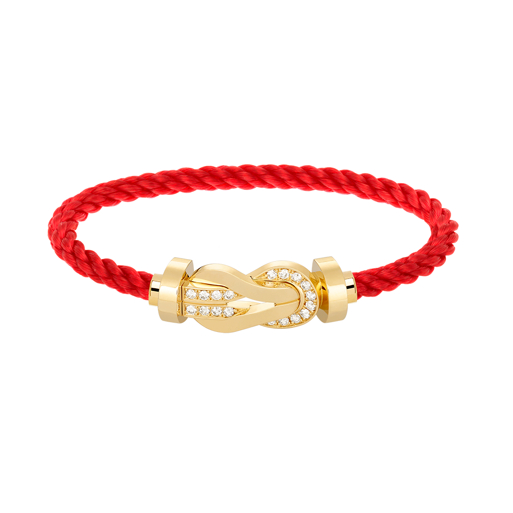 [AM]LARGE 8-FIGURE BUCKLE HALF DIAMOND BRACELET - GOLD