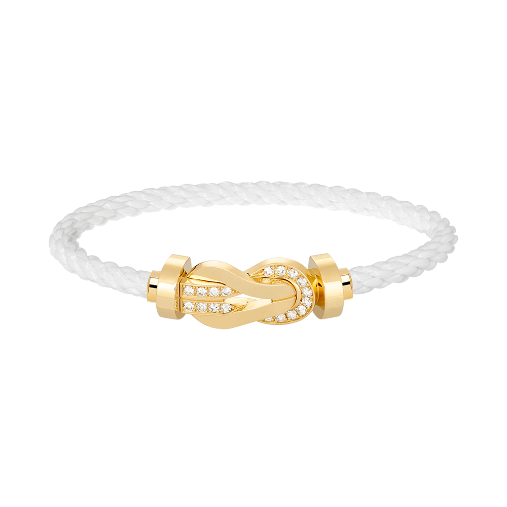 [AM]LARGE 8-FIGURE BUCKLE HALF DIAMOND BRACELET - GOLD