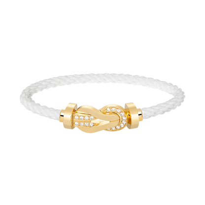 [AM]LARGE 8-FIGURE BUCKLE HALF DIAMOND BRACELET - GOLD