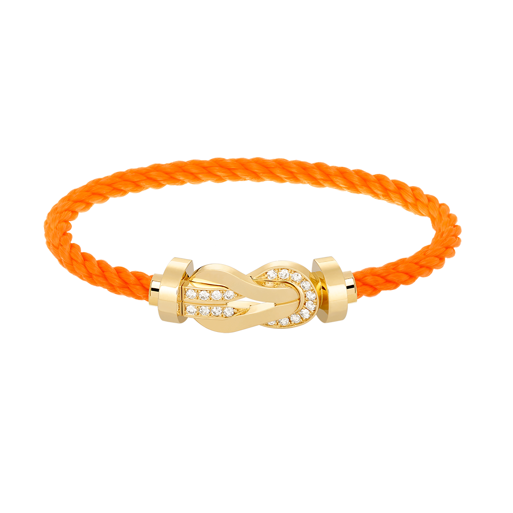 [AM]LARGE 8-FIGURE BUCKLE HALF DIAMOND BRACELET - GOLD