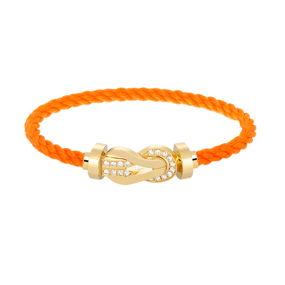 [AM]LARGE 8-FIGURE BUCKLE HALF DIAMOND BRACELET - GOLD