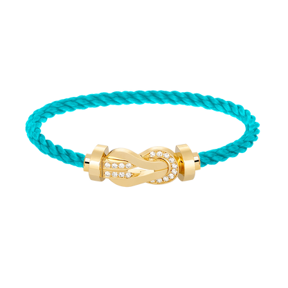 [AM]LARGE 8-FIGURE BUCKLE HALF DIAMOND BRACELET - GOLD
