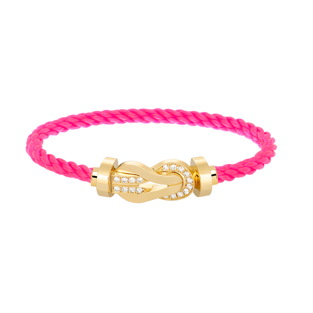 [AM]LARGE 8-FIGURE BUCKLE HALF DIAMOND BRACELET - GOLD