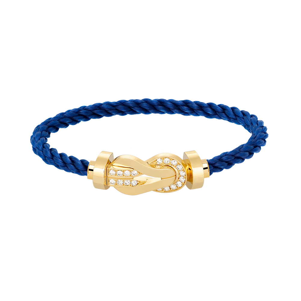 [AM]LARGE 8-FIGURE BUCKLE HALF DIAMOND BRACELET - GOLD