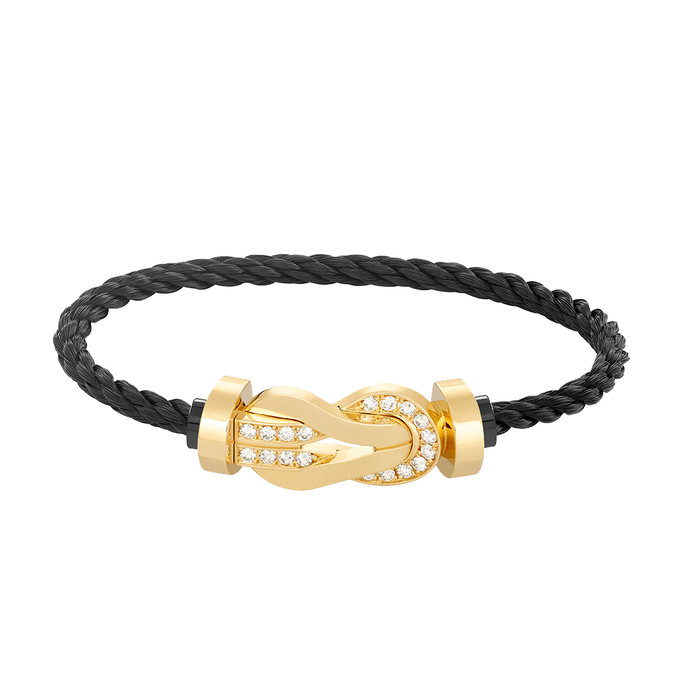 [AM]LARGE 8-FIGURE BUCKLE HALF DIAMOND BRACELET - GOLD