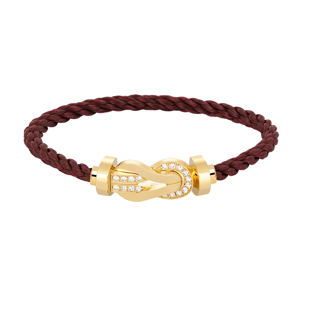 [AM]LARGE 8-FIGURE BUCKLE HALF DIAMOND BRACELET - GOLD