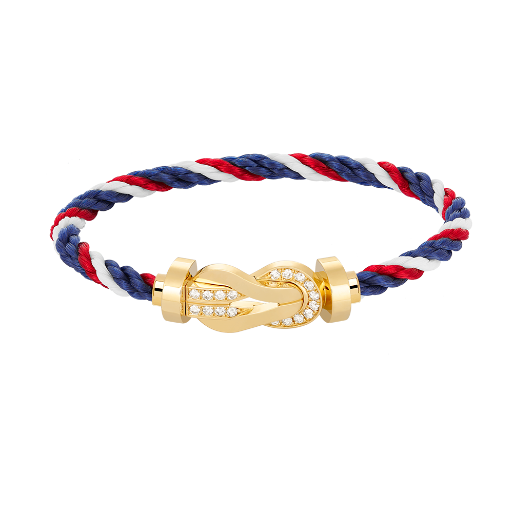 [AM]LARGE 8-FIGURE BUCKLE HALF DIAMOND BRACELET - GOLD