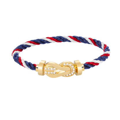 [AM]LARGE 8-FIGURE BUCKLE HALF DIAMOND BRACELET - GOLD
