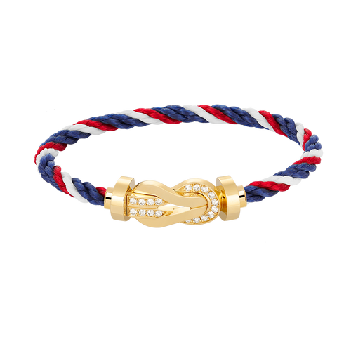 [AM]LARGE 8-FIGURE BUCKLE HALF DIAMOND BRACELET - GOLD