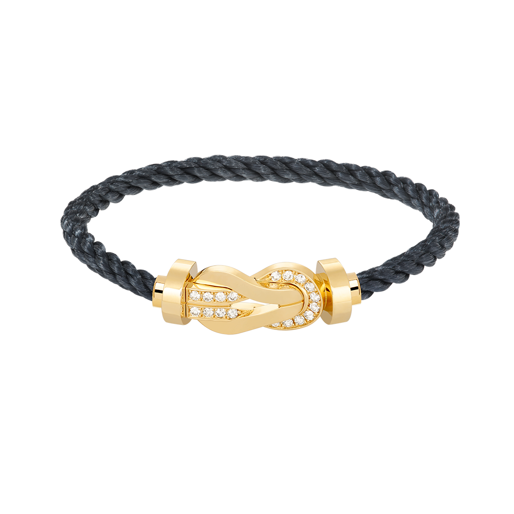 [AM]LARGE 8-FIGURE BUCKLE HALF DIAMOND BRACELET - GOLD