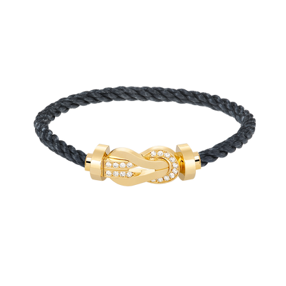 [AM]LARGE 8-FIGURE BUCKLE HALF DIAMOND BRACELET - GOLD