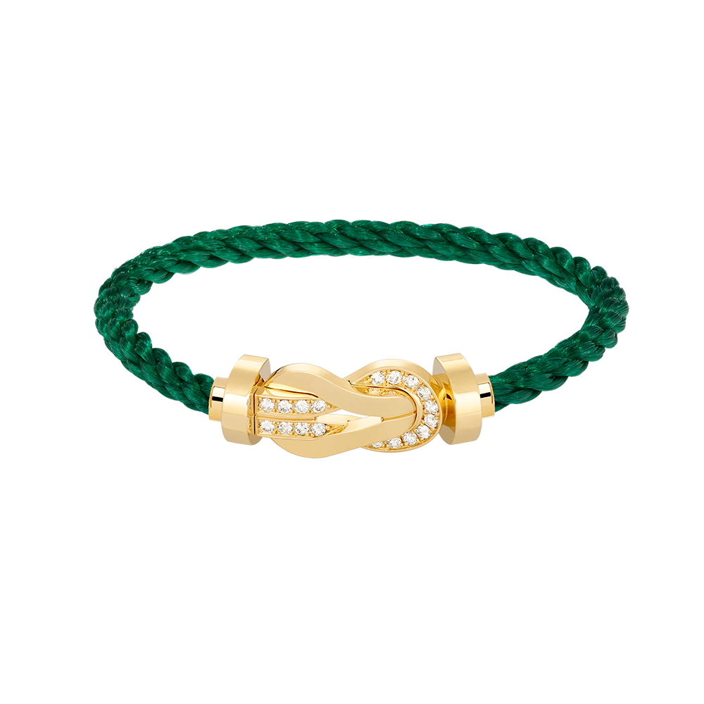 [AM]LARGE 8-FIGURE BUCKLE HALF DIAMOND BRACELET - GOLD