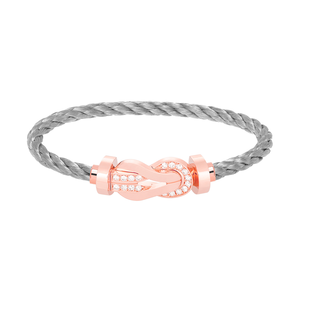 [AM]LARGE 8-FIGURE BUCKLE HALF DIAMOND BRACELET - ROSE GOLD