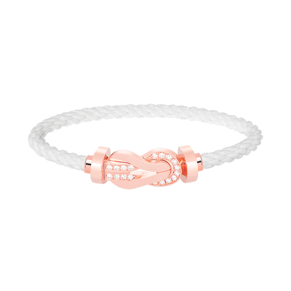 [AM]LARGE 8-FIGURE BUCKLE HALF DIAMOND BRACELET - ROSE GOLD