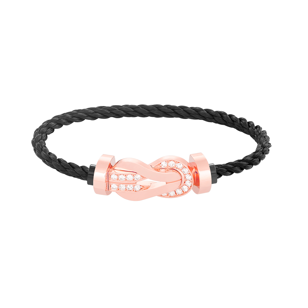 [AM]LARGE 8-FIGURE BUCKLE HALF DIAMOND BRACELET - ROSE GOLD