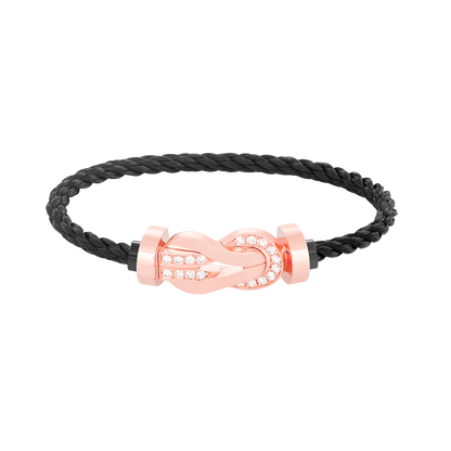 [AM]LARGE 8-FIGURE BUCKLE HALF DIAMOND BRACELET - ROSE GOLD