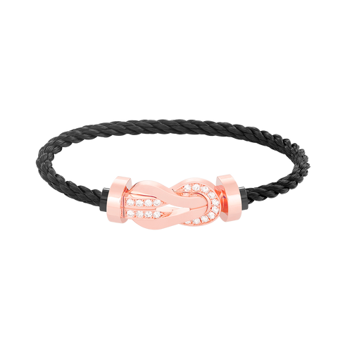 [AM]LARGE 8-FIGURE BUCKLE HALF DIAMOND BRACELET - ROSE GOLD