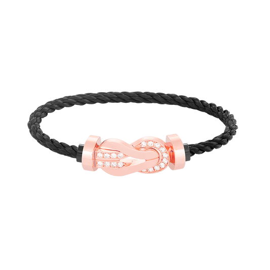 [AM]LARGE 8-FIGURE BUCKLE HALF DIAMOND BRACELET - ROSE GOLD