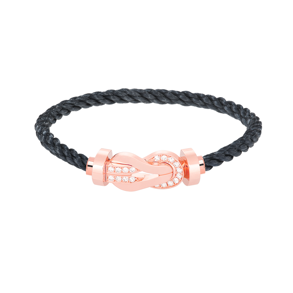 [AM]LARGE 8-FIGURE BUCKLE HALF DIAMOND BRACELET - ROSE GOLD