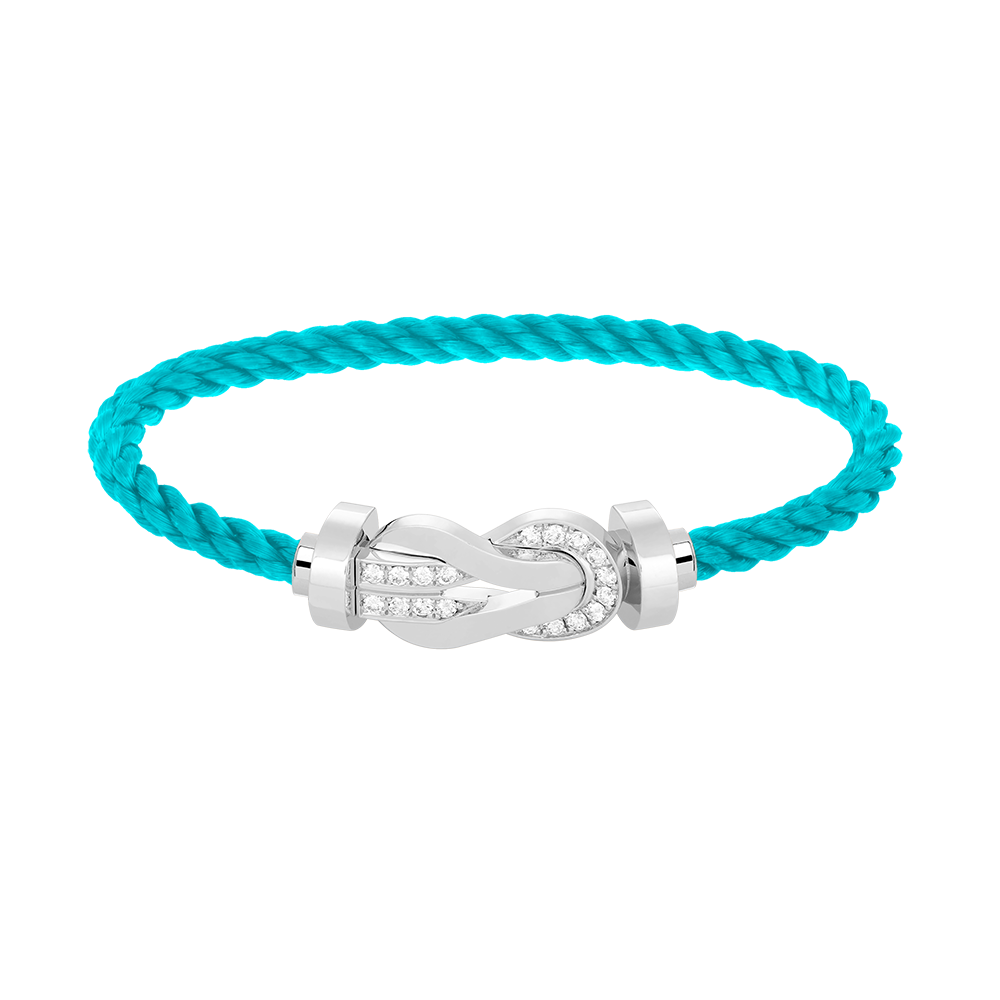 [AM]LARGE 8-FIGURE BUCKLE HALF DIAMOND BRACELET - WHITE GOLD