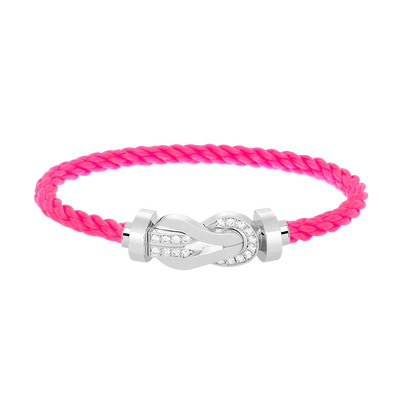 [AM]LARGE 8-FIGURE BUCKLE HALF DIAMOND BRACELET - WHITE GOLD