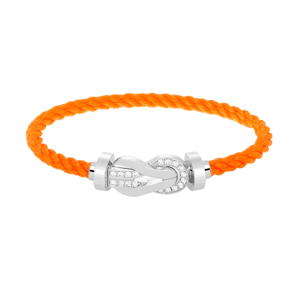[AM]LARGE 8-FIGURE BUCKLE HALF DIAMOND BRACELET - WHITE GOLD
