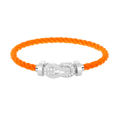 [AM]LARGE 8-FIGURE BUCKLE HALF DIAMOND BRACELET - WHITE GOLD