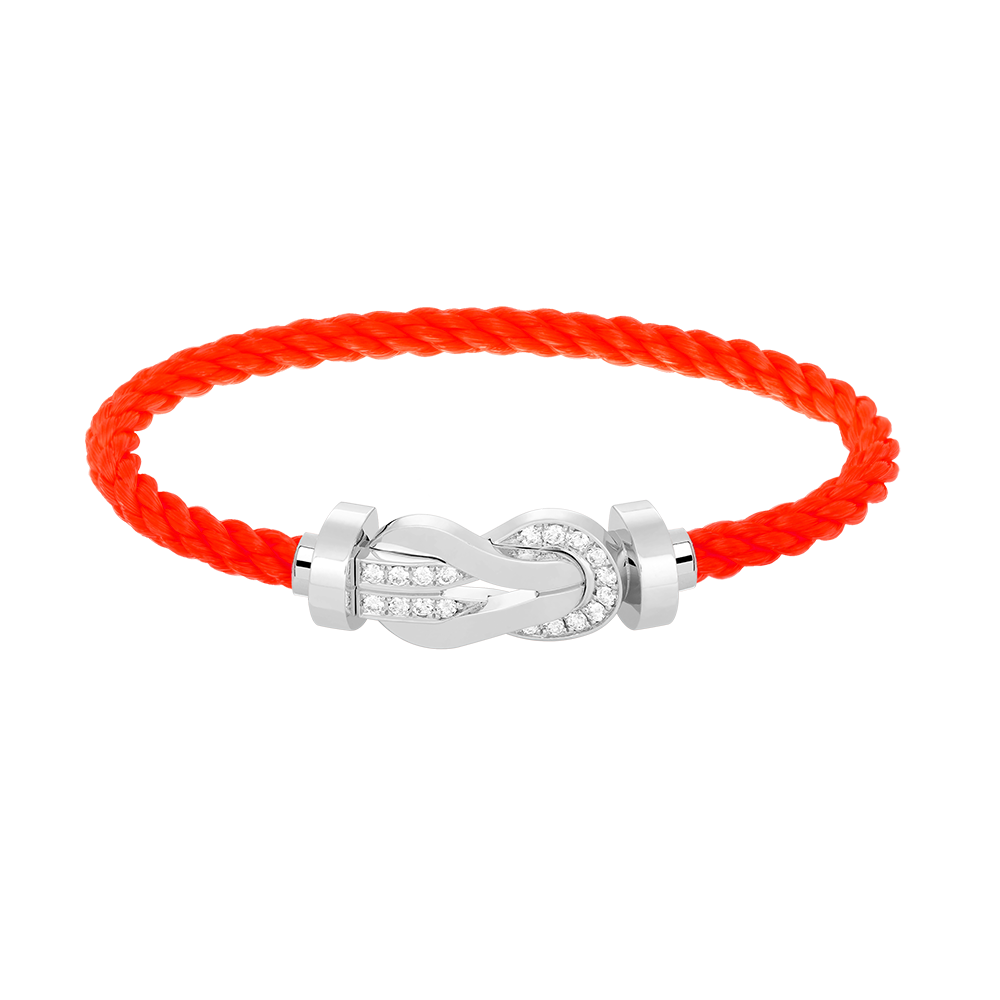[AM]LARGE 8-FIGURE BUCKLE HALF DIAMOND BRACELET - WHITE GOLD