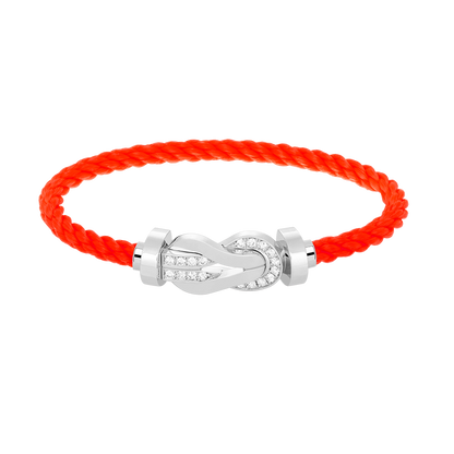 [AM]LARGE 8-FIGURE BUCKLE HALF DIAMOND BRACELET - WHITE GOLD
