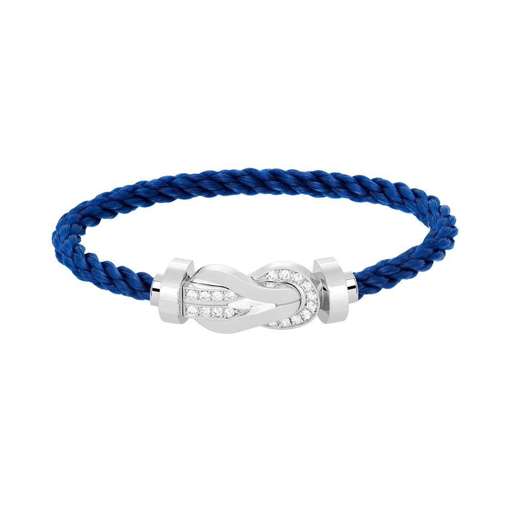 [AM]LARGE 8-FIGURE BUCKLE HALF DIAMOND BRACELET - WHITE GOLD