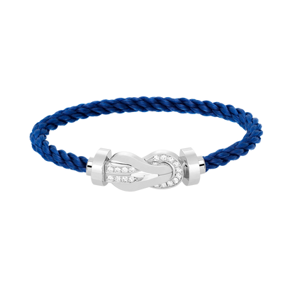 [AM]LARGE 8-FIGURE BUCKLE HALF DIAMOND BRACELET - WHITE GOLD