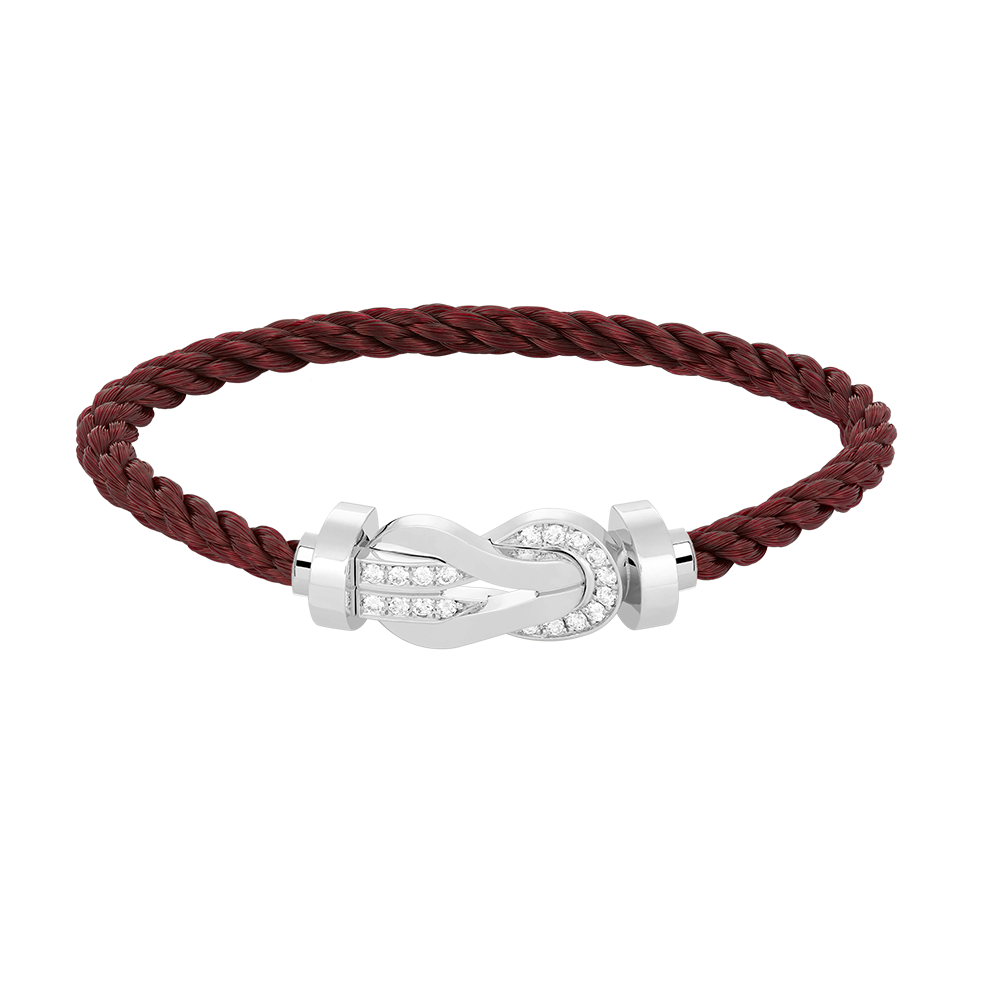 [AM]LARGE 8-FIGURE BUCKLE HALF DIAMOND BRACELET - WHITE GOLD