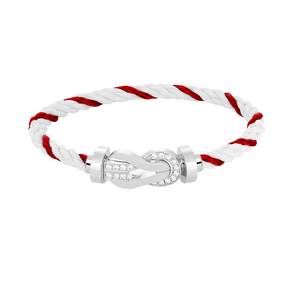 [AM]LARGE 8-FIGURE BUCKLE HALF DIAMOND BRACELET - WHITE GOLD