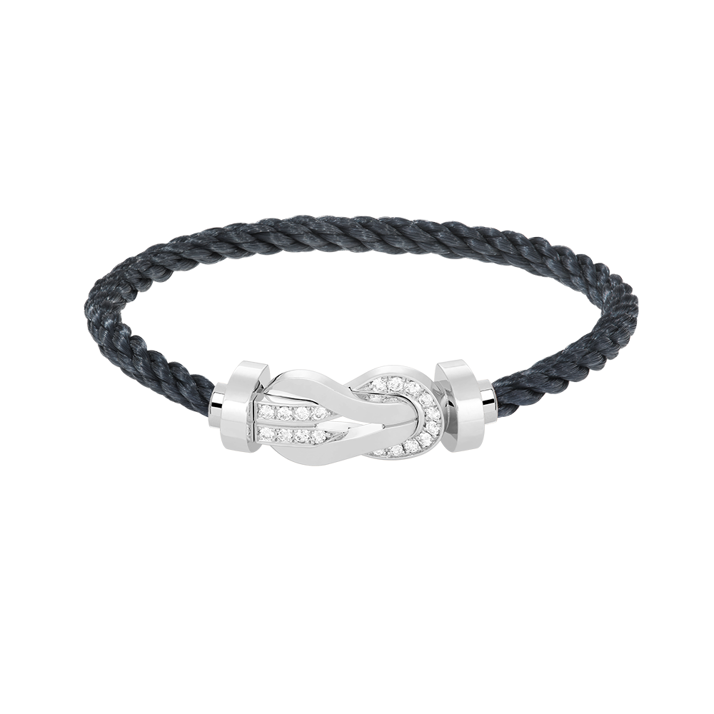 [AM]LARGE 8-FIGURE BUCKLE HALF DIAMOND BRACELET - WHITE GOLD