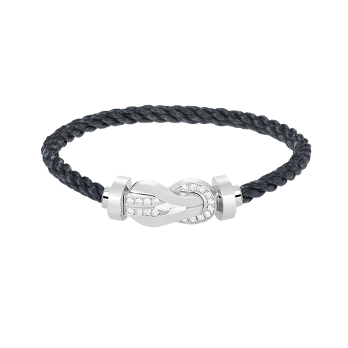 [AM]LARGE 8-FIGURE BUCKLE HALF DIAMOND BRACELET - WHITE GOLD