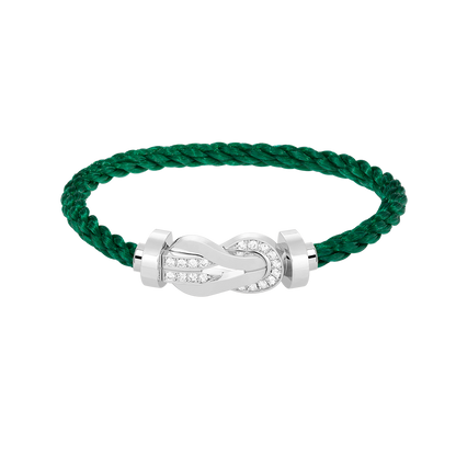 [AM]LARGE 8-FIGURE BUCKLE HALF DIAMOND BRACELET - WHITE GOLD