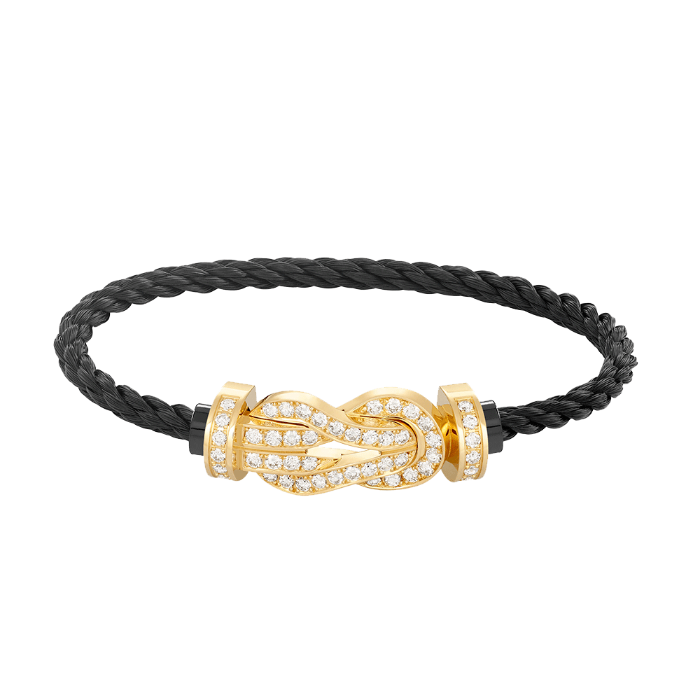 [AM]LARGE 8-FIGURE BUCKLE FULL DIAMOND BRACELET - GOLD