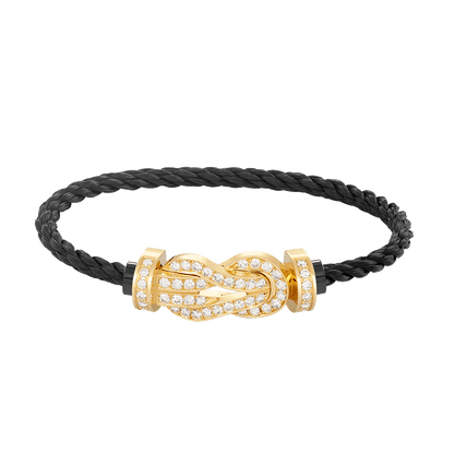[AM]LARGE 8-FIGURE BUCKLE FULL DIAMOND BRACELET - GOLD