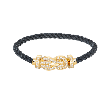 [AM]LARGE 8-FIGURE BUCKLE FULL DIAMOND BRACELET - GOLD