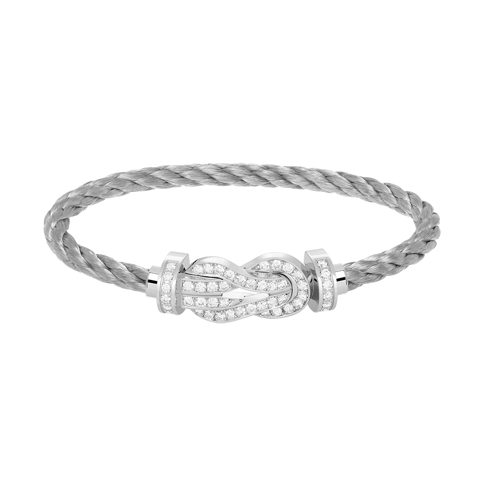 [AM]LARGE 8-FIGURE BUCKLE FULL DIAMOND BRACELET -WHITE GOLD