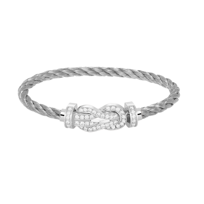 [AM]LARGE 8-FIGURE BUCKLE FULL DIAMOND BRACELET -WHITE GOLD