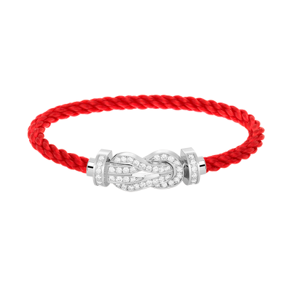 [AM]LARGE 8-FIGURE BUCKLE FULL DIAMOND BRACELET -WHITE GOLD