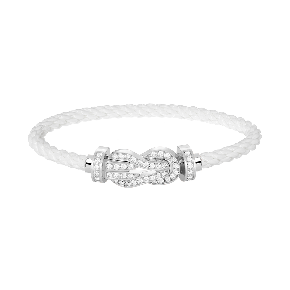 [AM]LARGE 8-FIGURE BUCKLE FULL DIAMOND BRACELET -WHITE GOLD