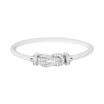[AM]LARGE 8-FIGURE BUCKLE FULL DIAMOND BRACELET -WHITE GOLD