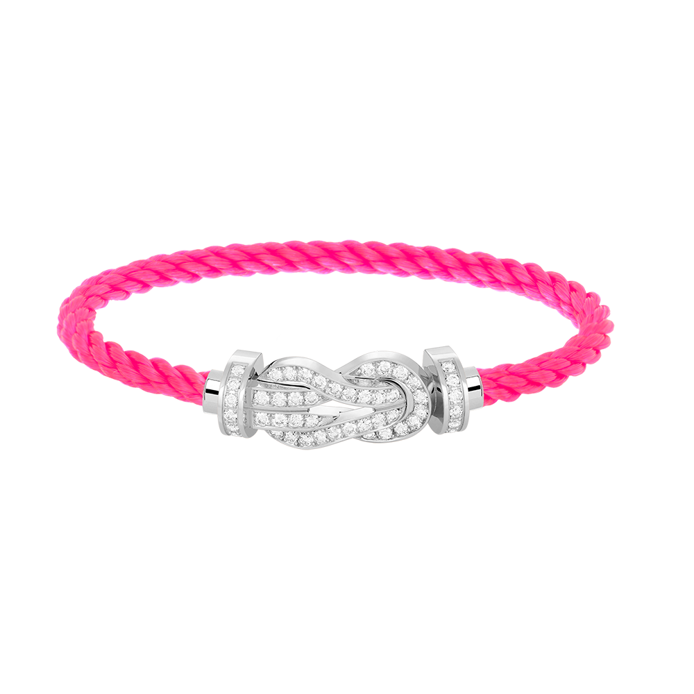[AM]LARGE 8-FIGURE BUCKLE FULL DIAMOND BRACELET -WHITE GOLD
