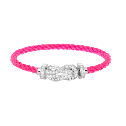[AM]LARGE 8-FIGURE BUCKLE FULL DIAMOND BRACELET -WHITE GOLD