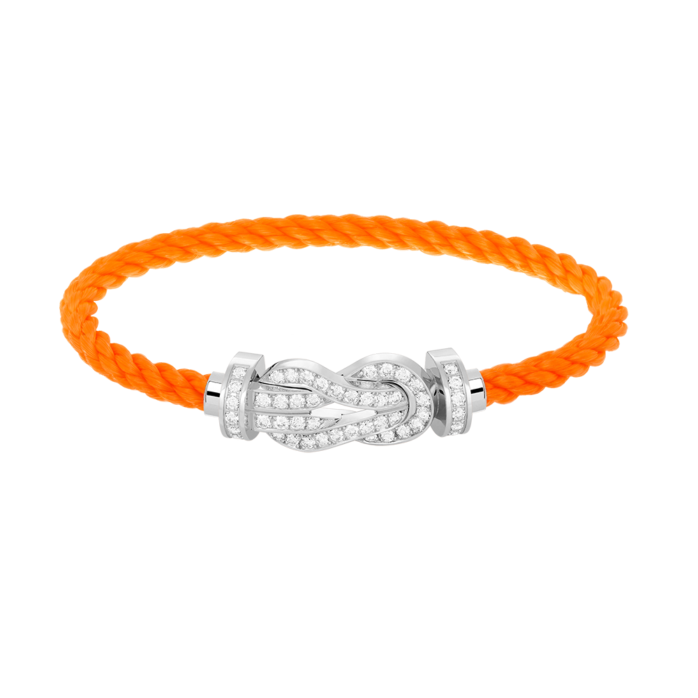 [AM]LARGE 8-FIGURE BUCKLE FULL DIAMOND BRACELET -WHITE GOLD